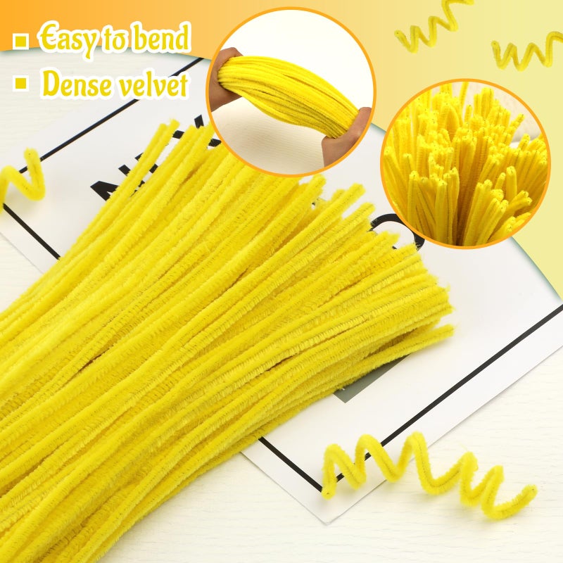 Mnuizu 200pcs Pipe Cleaners,Pipe Cleaners Chenille Stems for Craft, Fuzzy Sticks Christmas Craft Supplies for DIY Art & Creative Crafts Decorations(Lemon Yellow) - Image 3